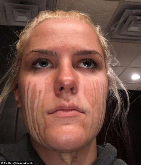 woman is left with streaks down her face because she cried after