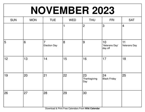 printable november  calendar apache openoffice templates