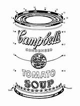 Soup Coloring Warhol Time Printables Campbells Dots Connect Template Dinner Kids Pages Choose Board Campbell Sheknows Parenting Articles Fun sketch template