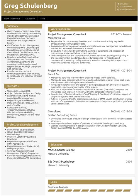 consultant resume template