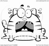 Scared Cat Cartoon Chubby Tabby Coloring Clipart Outlined Vector Thoman Cory Royalty sketch template