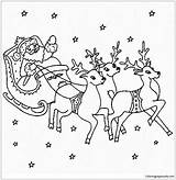 Reindeer Santa Flying Coloring Pages Drawing Color Christmas Printable Holidays Getdrawings Coloringpagesonly sketch template