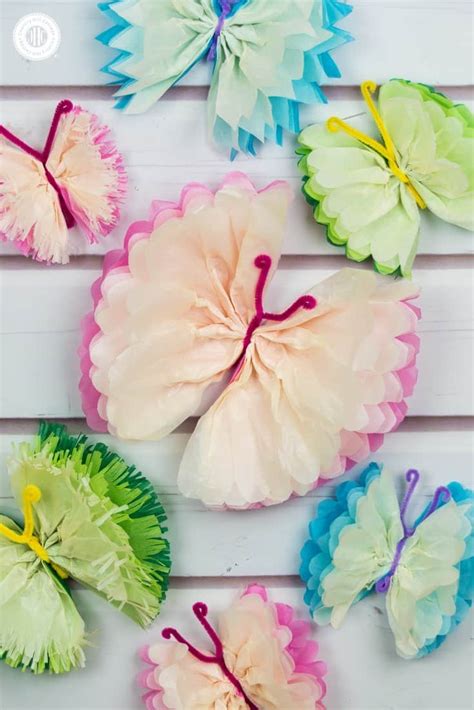 tissue paper butterflies fun paper craft diy country hill cottage