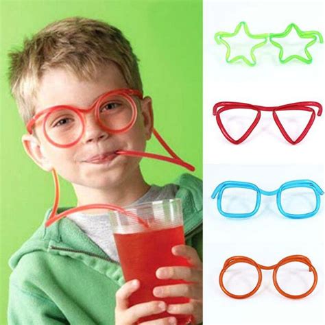 1pcs funny soft plastic straw glasses unique flexible drinking tube