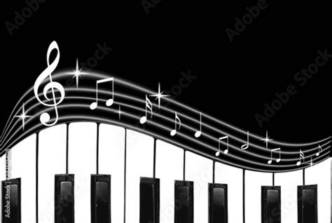 Fondo Musical Teclado Piano Notas Musicales Sobre Fondo Negro Cloud