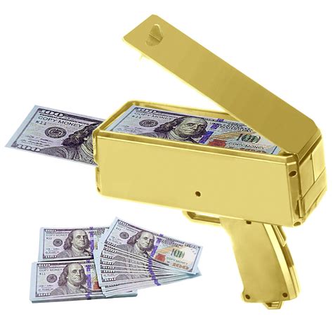 sopu gold money gun shooter paper playing spary money gun   rain toy gun handheld cash