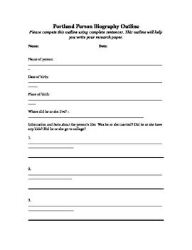 biography outline  template  missjojo teachers pay teachers