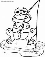 Frog Coloring Pages Fishing Kids Printable Frogs Color Animal Sheets Found sketch template