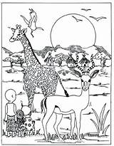 Coloring Pages Animals Animal Africa African Grassland Printable Giraffe Park Savanna Hardy Jeff Safari Sheet Color Drawing Kids Zoo Sheets sketch template