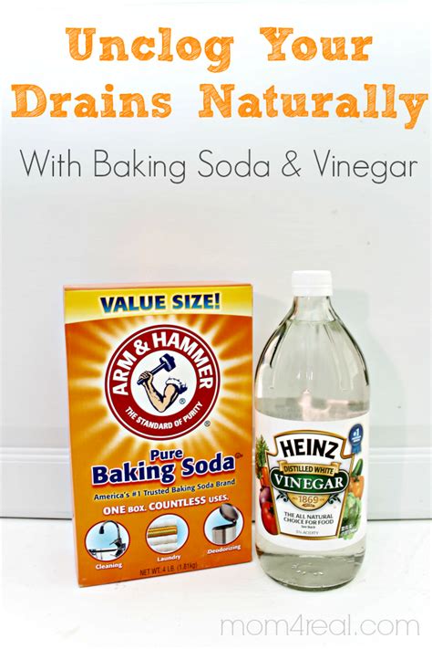 unclog  drains  baking soda  vinegar natural cleaning