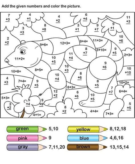 color  number addition pages math coloring math coloring