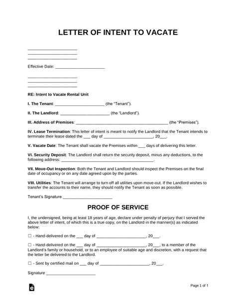 letter  intent  vacate rental property  word eforms