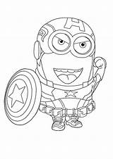 Minion Coloring America Pages Captain Avengers Superhero Marvel Printable Choose Board sketch template