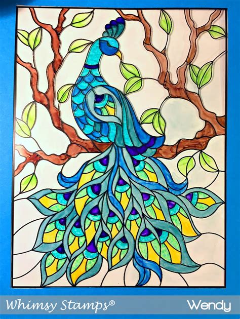 whimsy wednesday stained glass peacock