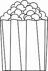 Popcorn Clip Clipart Box Bucket Outline Coloring Cliparts Piece Food Pages Drawing Cartoon Movie Machine Kernel Pieces Container Snacks Printable sketch template