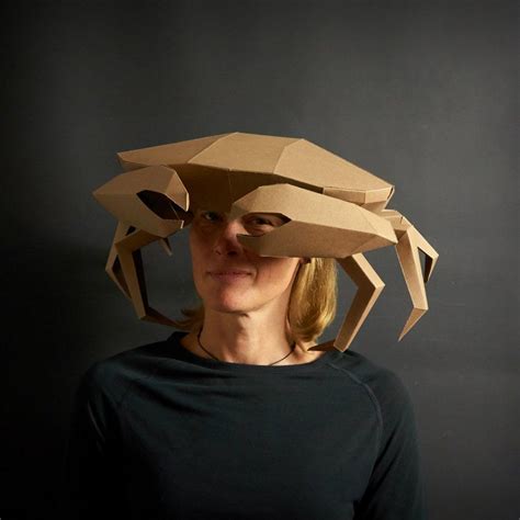 crab hat papercraft mask template etsy uk cardboard mask paper