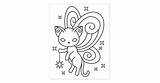 Wings Coloring Pixie Kitty Stamp Rubber Fairy Cat sketch template