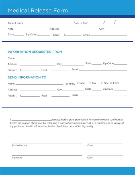 medical release form printable printable forms