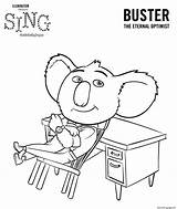 Sing Coloring Pages Movie Buster Koala Print Printable Color Book sketch template