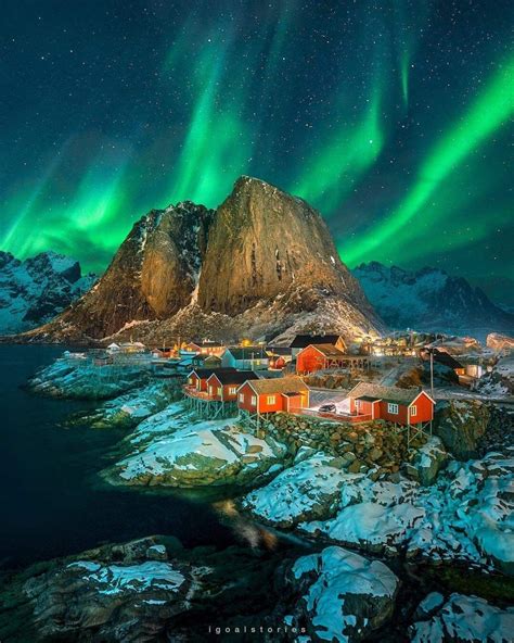isla de lofoten nordland aureola boreal hermosos paisajes paisaje de fantasía