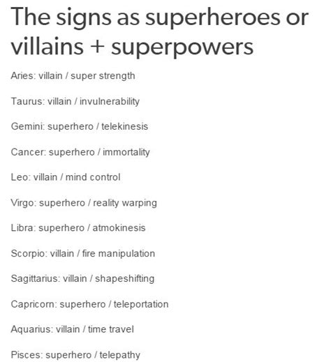 Super Hero Superpower Villain The Zodiac Signs Image 3719157 By