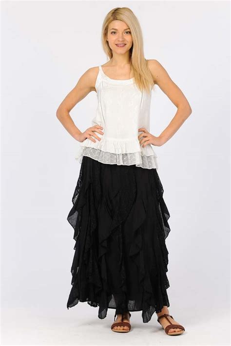 lace ruffle skirt black