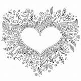 Serce Kolorowanki Serca Bloem Kolorowe Druku Kolorowanka Stockillustratie Stockvector Zentangle Doodle Fiore Valentino Cuore Kwiaty Drukowania Coloritura Volo Disegnato Baloon sketch template