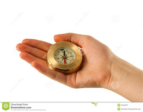 Hand With Compass Stock Image Image Of White Hand South 21642257