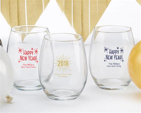 Personalized 15 Oz Stemless Wine Glass New Years Famous Favors