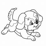 Puppy Coloring Cute Dog Outline Cartoon Pages Wolf Kids Print Pup Joyful Puppies Jumping Book Pet Realistic Drawing Sheets Vector sketch template