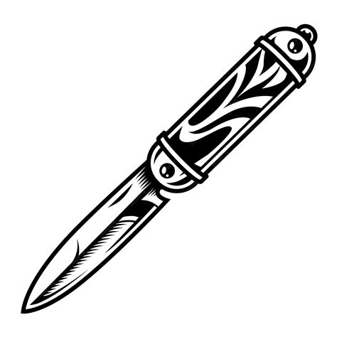 vector monochrome pocket knife concept