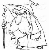 Wizard Coloring Pages Cartoon Old Outline Vector Cane Using His Color Oz Illustrations Getcolorings Ron Leishman sketch template