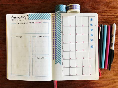 easy bullet journal january  monthly layout