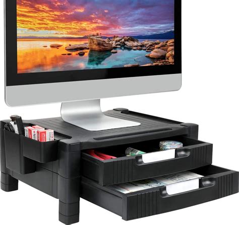 amazoncom monitor stand riser   drawers adjustable monitor  computer laptop