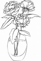 Vase Drawing Flower Peonies Coloring Printable Flowers Outline Pages Peony Digi Drawings Draw Beccy Place Beccysplace Single Collection Sketch Vases sketch template