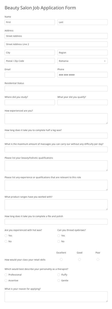 Online Forms For Beauty Salons And Spas 123 Form Builder