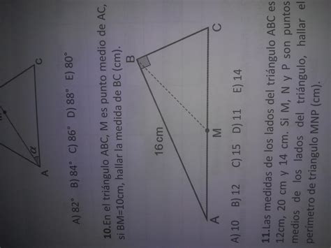 En El Triángulo Abc M Es Punto Medio De Ac Si Bm 10cm Hallar La