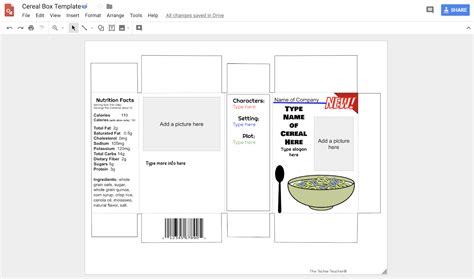 cereal box project template