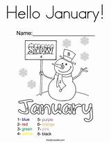 January Coloring Hello Kids Twistynoodle Pages Sheets Winter Worksheets Colouring Calendar Print Year Tracing Noodle Outline sketch template
