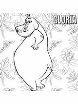 Madagascar Gloria Coloriage Hippopotame Imprimer Colorier Imprimir Colorea Película Pinta Divertido sketch template
