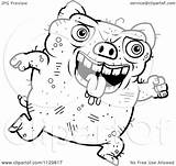 Pig Running Outlined Ugly Clipart Cartoon Coloring Vector Cory Thoman Royalty sketch template