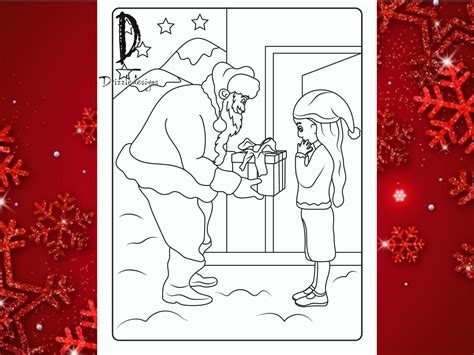santa claus christmas coloring pages christmas gift activity etsy