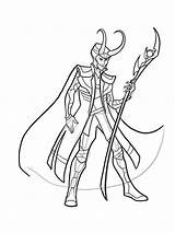 Loki Coloring Scepter Avengers sketch template