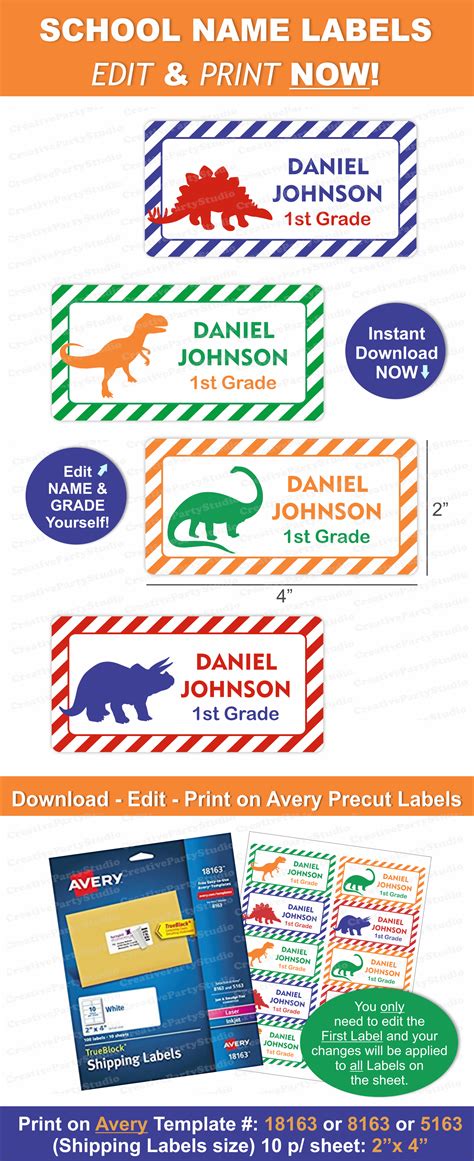 printable dinosaur labels  printable