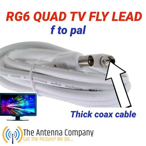 tv antenna cable pal male   type flylead aerial cord coax lead rg quad  antenna