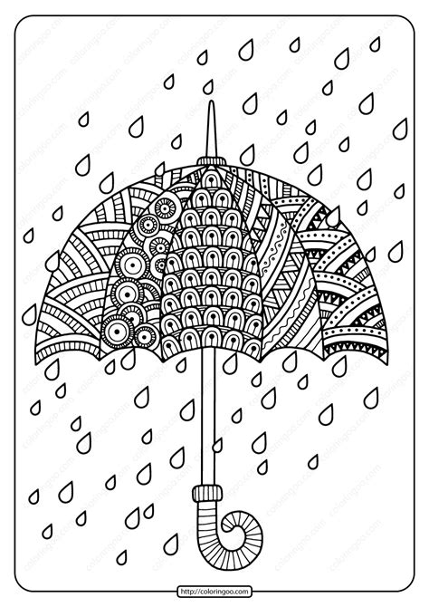 printable rain drops  umbrella coloring page
