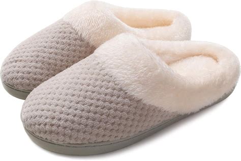 amazoncom junshide womens cozy house slippers memory foam furry bedroom slippers anti slip