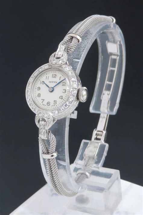 Pretty Platinum And Diamond Ladies Cocktail Watch By