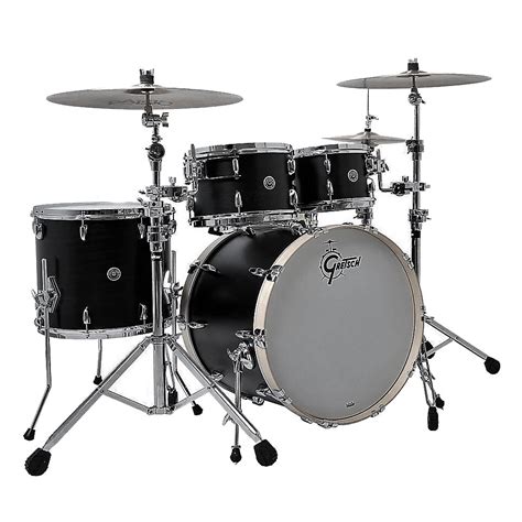 gretsch drums usa brooklyn  satin black metallic drumset schlagzeug