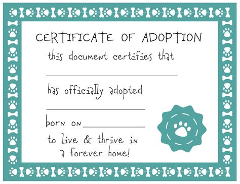 fake adoption certificate  printable printable templates